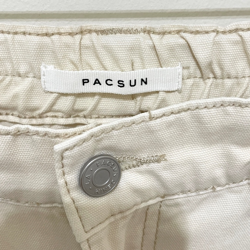PacSun Cream Cargo Pants Utility Low Rise Puddle, Small - Picture 2 of 12
